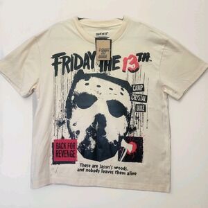 Friday The 13th Jason Voorhees Camp Crystal Lake Embroidered Patch Boxy TShirt L